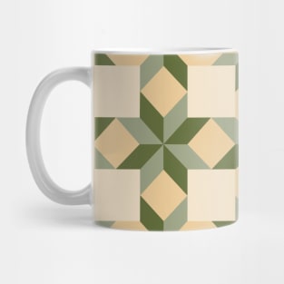 Cream and Green West Virginia Patchwork Pattern Mug